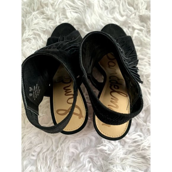 Sam Edelman Black fringe Elaine Suede Sandal heels size‎ 7 - Picture 2 of 5